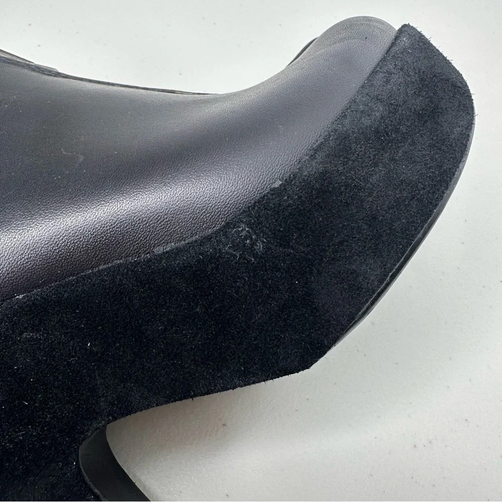 Kork-Ease Leather Heeled Clogs Women’s 10 Black Leather Slip-on Mule Zipper Shoe - Picture 12 of 16